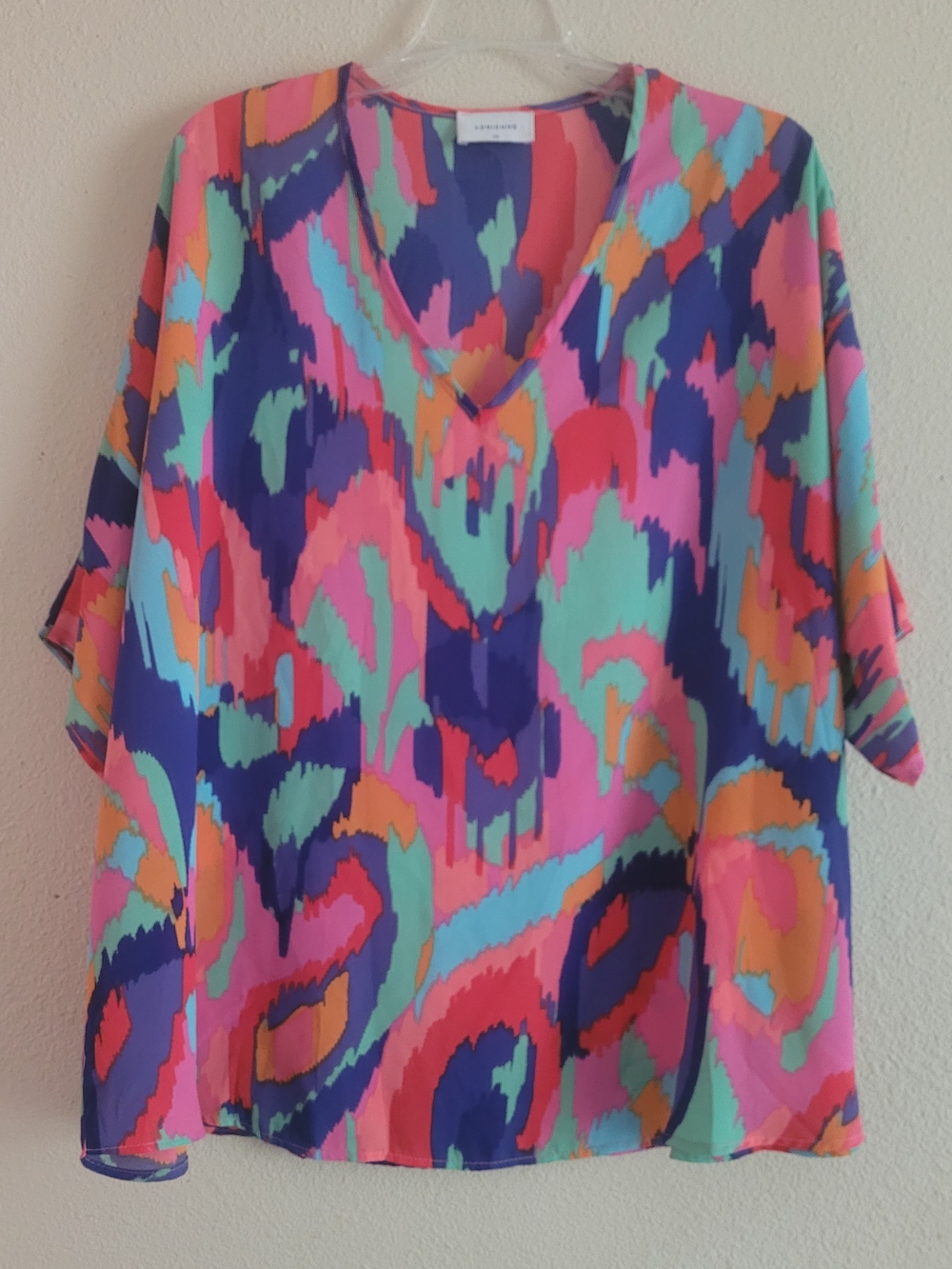 Adrienne Multicolor V-Neck Short Sleeve Tunic